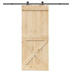 vidaXL Schuifdeur met beslag 95x210 cm massief grenenhout, Doe-het-zelf en Bouw, Verzenden, Nieuw