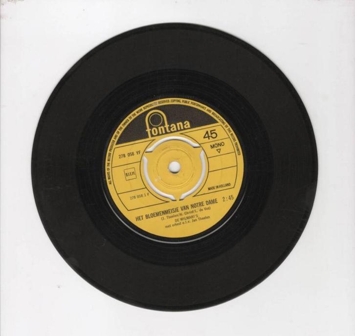 Wilmaris, De – Het Bloemenmeisje Van Notre Dame / Dicht Bij, CD & DVD, Vinyles Singles, Enlèvement ou Envoi