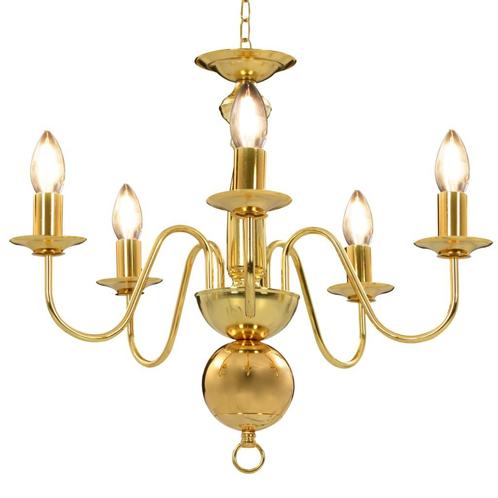 vidaXL Kroonluchter 5xE14 goudkleurig, Huis en Inrichting, Lampen | Kroonluchters, Nieuw, Verzenden