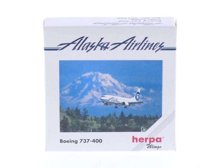 Schaal 1:500 Herpa 501309 Alaska Airlines Boeing 737-400..., Hobby en Vrije tijd, Modelbouw | Vliegtuigen en Helikopters, Zo goed als nieuw