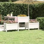 vidaXL Plantenbak 178,5x44x75 cm massief grenenhout wit, Tuin en Terras, Verzenden, Nieuw