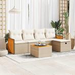 vidaXL 6-delige Loungeset met kussens poly rattan beige, Tuin en Terras, Verzenden, Nieuw, Loungeset