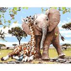 Tweedekans | Schilderen op nummers olifant & giraf - 40x50, Ophalen of Verzenden, Nieuw