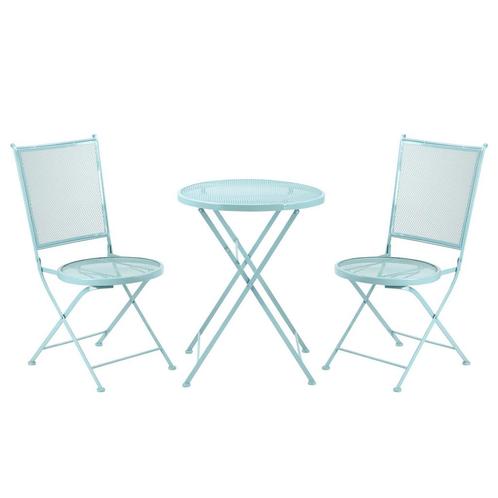 Bistroset - Huismerk - Inklapbaar - Helderblauw, Tuin en Terras, Tuinsets en Loungesets, Nieuw, Ophalen of Verzenden