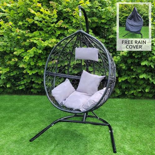Hangstoel Egg chair - Zwart - Max: 150 kg, Tuin en Terras, Tuinstoelen, Rotan, Verzenden