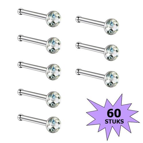 Fako Bijoux® - Neuspiercing - Staafje Kristal - 3.0mm - Wit, Handtassen en Accessoires, Piercings, Verzenden