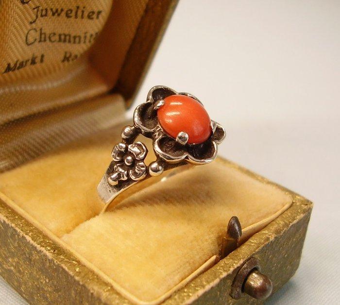 Zonder minimumprijs - Ring Zilver - 2.00ct. tw. Koraal -, Bijoux, Sacs & Beauté, Bagues