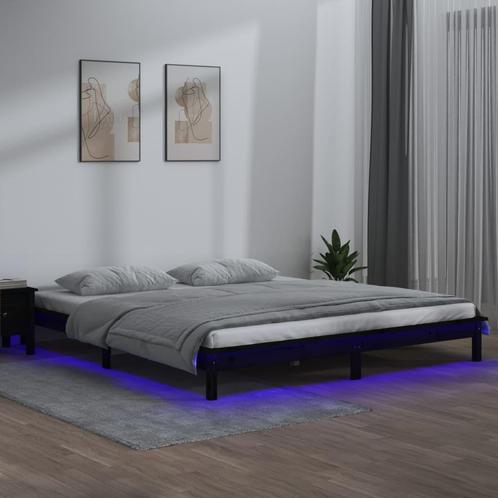 vidaXL Cadre de lit à LED noir 120x190 cm petit double, Huis en Inrichting, Slaapkamer | Bedden, Verzenden