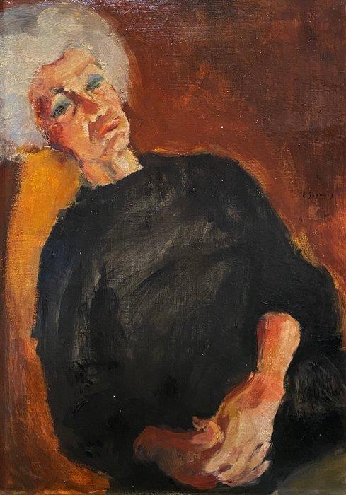 École Expressioniste (XX) - Portrait au Fauteuil, Antiek en Kunst, Kunst | Schilderijen | Klassiek