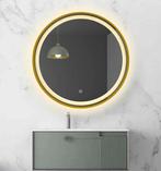 LED spiegel rond met gouden frame - 800mm, Huis en Inrichting, Verzenden, Nieuw, Rond