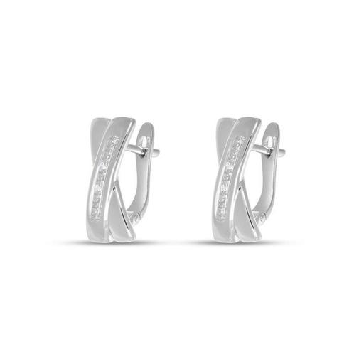 Oorbellen - 18 karaat Witgoud - 0.04ct. tw. Diamant, Handtassen en Accessoires, Oorbellen