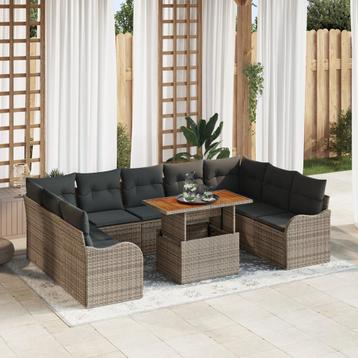 vidaXL 10-delige Sofa Set voor in de Tuin met Kussens -, Verzenden
