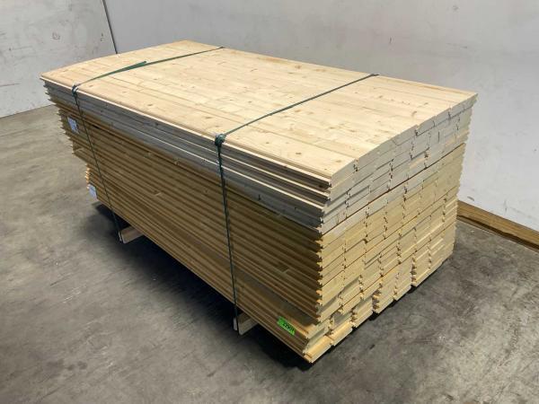 Veiling - 50x Vuren blokhutprofiel mes- en groef 209x14,5x4,, Doe-het-zelf en Bouw, Hout en Planken, Nieuw