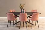 Mangohouten Eettafel Ovaal Julia 260x120 cm Zwart (2,5 cm), Huis en Inrichting, Tafels | Eettafels, 100 tot 150 cm, Verzenden