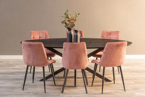 Mangohouten Eettafel Ovaal Julia 260x120 cm Zwart (2,5 cm), Huis en Inrichting, Tafels | Eettafels, 100 tot 150 cm, 200 cm of meer