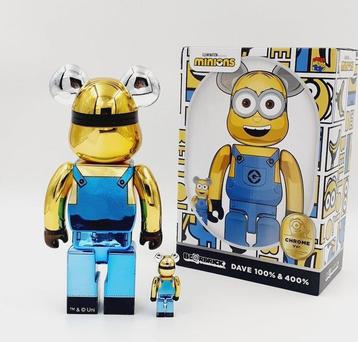 MEDICOM TOY - Be@rbrick Minions Dave Chrome 400% & 100%