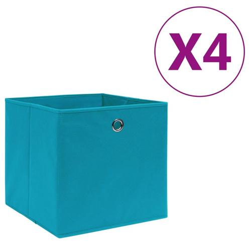 vidaXL Opbergboxen 4 st 28x28x28 cm nonwoven stof babyblauw, Doe-het-zelf en Bouw, Kratten en Dozen, Nieuw, Verzenden