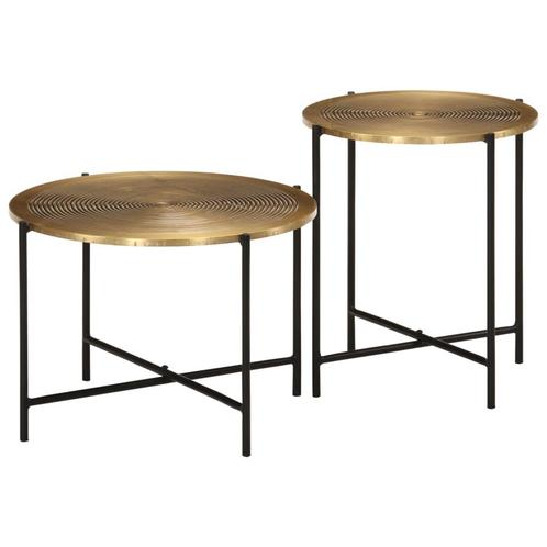 vidaXL Salontafels 2 st metaal messing en zwart, Huis en Inrichting, Tafels | Salontafels, Nieuw, Verzenden