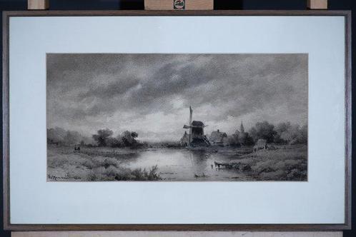 Hollandse School (XIX-XX) - Hollands Waterlandschap met, Antiek en Kunst, Kunst | Schilderijen | Klassiek