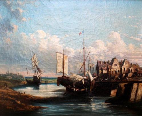 Eugène Lepoittevin (1806-1870), Attributed to - Port de, Antiquités & Art, Art | Peinture | Classique