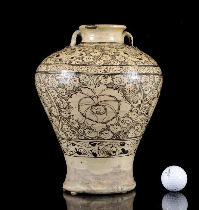 Een grote, vroege Chinese Cizhou beschilderde Lotus, Antiek en Kunst, Antiek | Overige Antiek