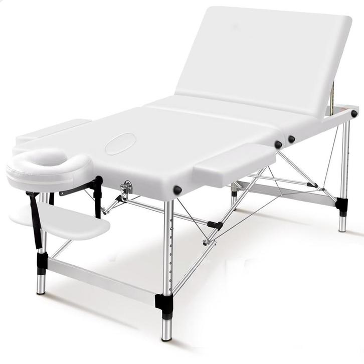 Massagetafel - inklapbaar - 3 secties - aluminium - wit, Sport en Fitness, Massageproducten, Nieuw, Ophalen of Verzenden
