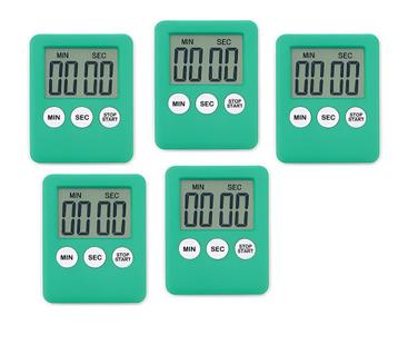 Set van 5 digitale timers, kookwekkers, alarmklokken groen beschikbaar voor biedingen