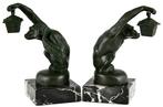 Art Deco - Max le Verrier - sculptuur, Aap met lantaarn