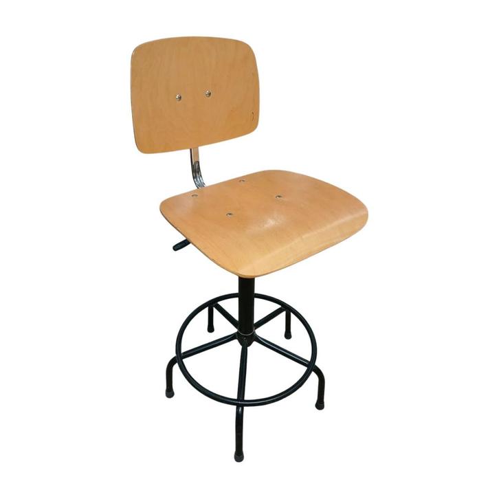 Industriële werkstoel verstelbaar houten zitting, Zakelijke goederen, Kantoor en Winkelinrichting | Kantoormeubilair en Inrichting
