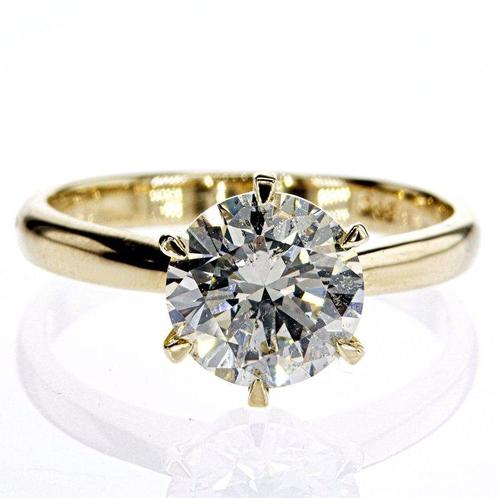 Zonder Minimumprijs - 2.02 Ct SI Round Diamond Ring -, Bijoux, Sacs & Beauté, Bijoux anciens
