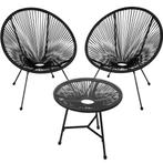 tectake Set van 2 stoelen Santana met tafel - zwart, Tuin en Terras, Verzenden, Nieuw