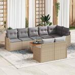 vidaXL Tuinbank Set met kussen 9 pcs Beige poly rattan, Tuin en Terras, Tuinsets en Loungesets, Verzenden, Nieuw
