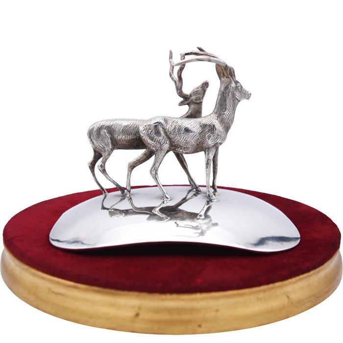 sculptuur, Ciervos en movimiento con gran cornamenta - 15 cm, Antiek en Kunst, Antiek | Zilver en Goud