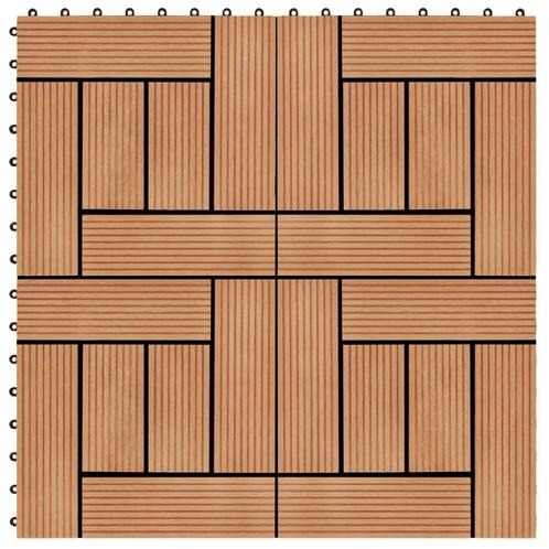 vidaXL Terrastegels 30x30 cm 1 m² HKC teakkleur 11 st, Doe-het-zelf en Bouw, Vloerdelen en Plavuizen, Nieuw, Verzenden