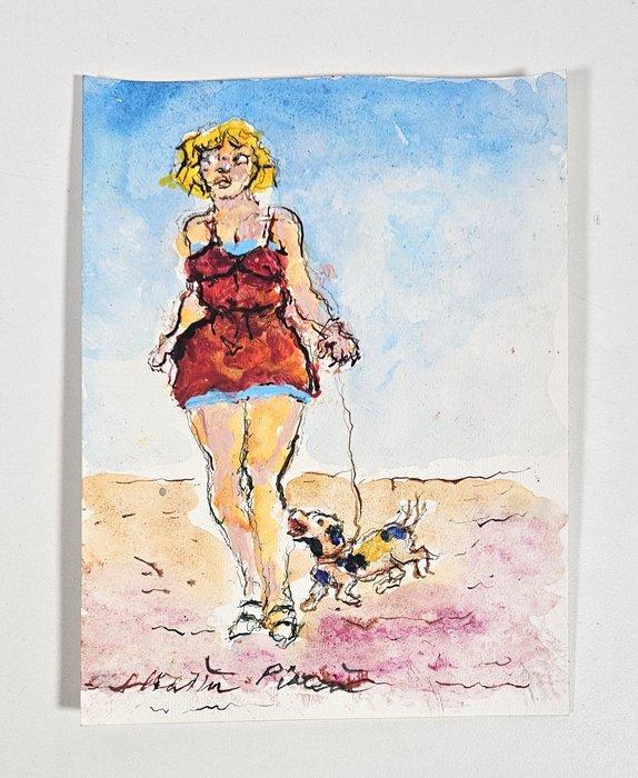 Walter Piacesi (1929-2022) - La Passeggiata, Antiek en Kunst, Kunst | Schilderijen | Modern