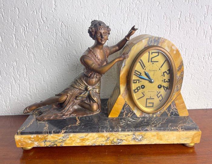 Klok - Marmer, zamac - 1850-1900, Antiek en Kunst, Antiek | Klokken
