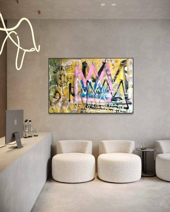 Timo Wedell - King Wall - XXL - Basquiat Style, Antiek en Kunst, Kunst | Schilderijen | Modern
