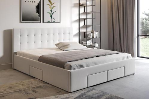 Bed Milo - Wit - 180x200 cm leer met opbergvak, Maison & Meubles, Chambre à coucher | Lits, Envoi