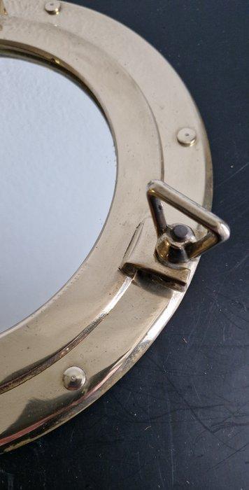 Spiegel- patrijspoort - Messing, Glas - Patrijspoortspiegel, Antiek en Kunst, Curiosa en Brocante