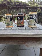 Bierpul (7) - Aardewerk, Hout - 6 bierpullen + houteen sc