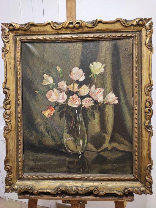 Vicente Rincón Garrido (1892-1958) - Rosas rosas, Antiek en Kunst, Kunst | Schilderijen | Klassiek