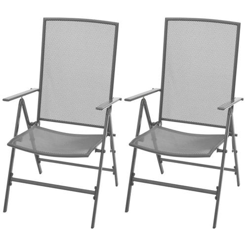 vidaXL Tuinstoelen stapelbaar 2 st staal grijs, Tuin en Terras, Tuinstoelen, Nieuw, Verzenden