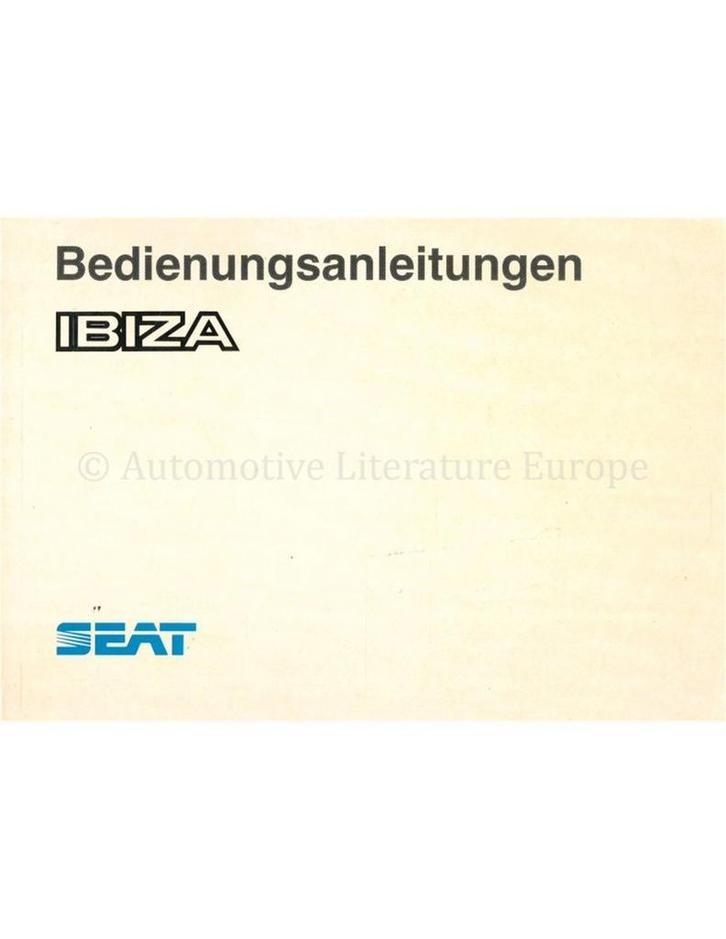 1991 SEAT IBIZA INSTRUCTIEBOEKJE DUITS, Autos : Divers, Modes d'emploi & Notices d'utilisation