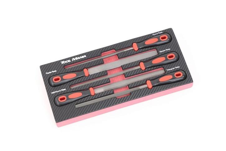 TM 5 Delige Metaalvijlenset foam carbon look inlay, Auto diversen, Autogereedschap, Verzenden