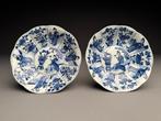 A pair of Chinese Kangxi Long Eliza plates, blue and white