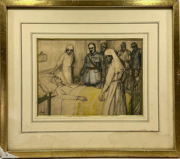 Jeanne Thil (1887-1968) - Wounded Soldier, Antiek en Kunst, Kunst | Schilderijen | Klassiek