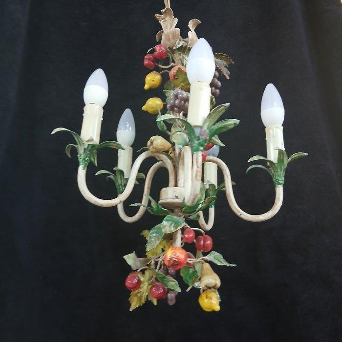 Kroonluchter - Italiaanse glans en tin met fruit uit de, Antiek en Kunst, Curiosa en Brocante