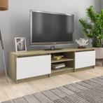 vidaXL Tv-meubel 140x40x35,5cm bewerkt hout wit en sonoma, Nieuw, Verzenden