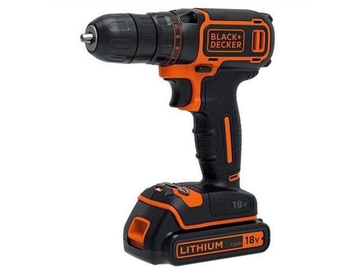 BLACK+DECKER BDCDC18 - Accu schroef-/boormachine - 2x 18V, Doe-het-zelf en Bouw, Gereedschap | Boormachines, Zo goed als nieuw