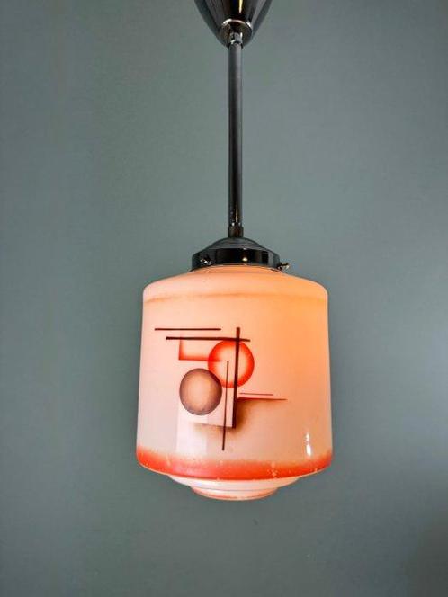 Lampe - Plafond Art Déco Vintage - Aluminium, Verre, Antiek en Kunst, Kunst | Designobjecten
